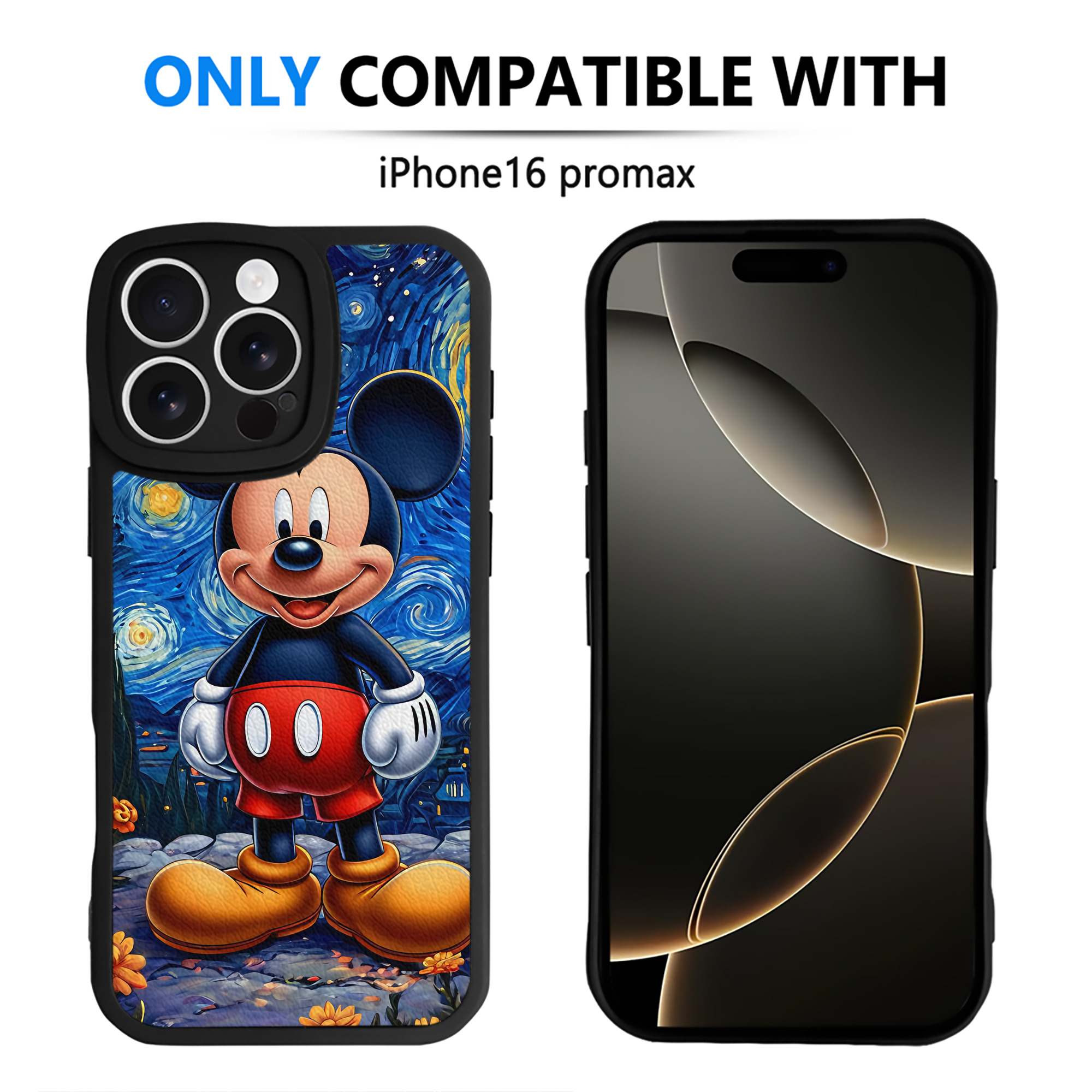 （画像用） ミッキーマウス Mickey Mouse 【iPhone 16シリーズ対応】シリコンスマホケース（レザー調） 材質：シリコン